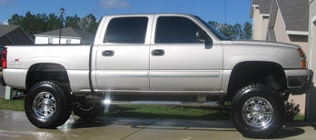 2006 Chevy Silverado with Fabtech 6" lift kit, 3" Performance Accessories body lift