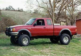 1994 Ranger XLT 4x4 with 5-1/2" Superlift suspension lift kit, 3" body lift