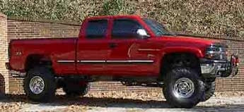 2002 4WD Chevy 1500 Z71 with Fabtech 6" suspension lift kit, 3" Performance Accessories body lift