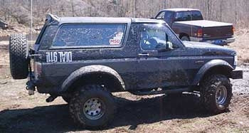 1993 Bronco XLT with 6" Rough Country suspension lift kit, 3" Performance Accessories body lift