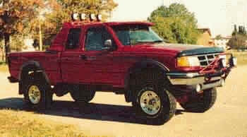 1994 Ranger XLT with 4" Rough Country suspension lift kit, 3" Performance Accessories body lift