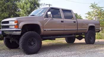 1996 Chevy 3500 with 6" Rough Country suspension lift kit, 3" body lift