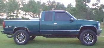 1998 Chevy Silverado Z71 with leveling kit, 3" body lift