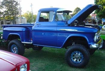 1957 Chevy pickup on a 1979 1-Ton frame with 6" all spring lift kit