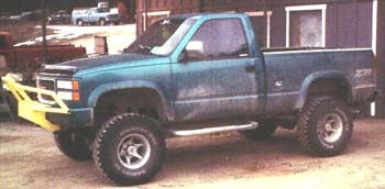 1994 GMC K1500 with 4" suspension lift kit, 3" body lift