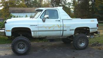 1986 Chevy Silverado with 8" Superlift lift kit, 3" body lift