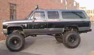 1988 3/4T Suburban with 8" Skyjacker suspension lift kit, 4" body lift