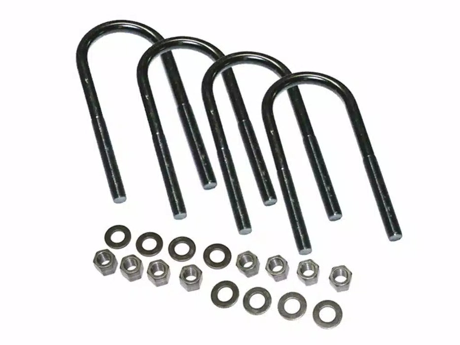 U-bolt kit for pair of front straight axle leaf springs