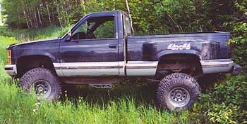 1988 Chevy Silverado with 4" suspension lift kit, 3" body lift