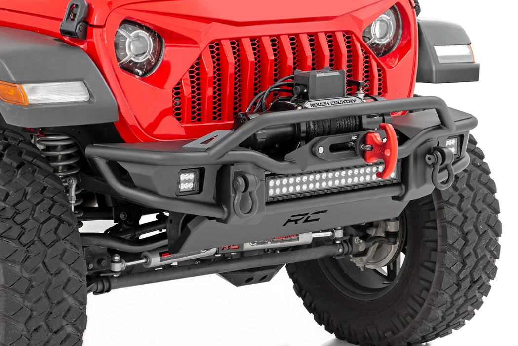 Jeep Wrangler JK, JL, Gladiator JT Front Tubular Winch Bumper, Black Series LED