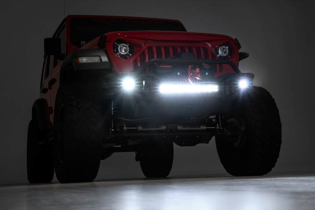 Jeep Wrangler JK, JL, Gladiator JT Front Tubular Winch Bumper, Black Series LED