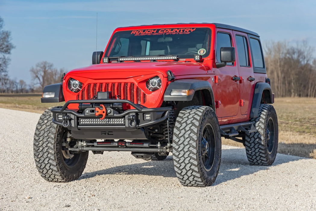 Jeep Wrangler JK, JL, Gladiator JT Front Tubular Winch Bumper, Black Series LED