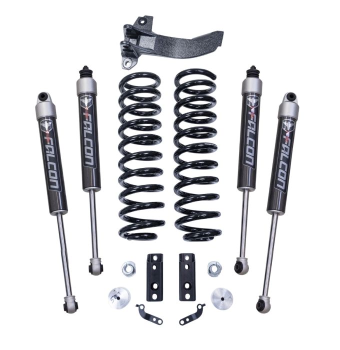 2.5" Coil Spring Front Lift Kit W/Falcon 2.1 Monotube Shocks 2020-26 4WD Diesel Ford F250, F350 Super Duty