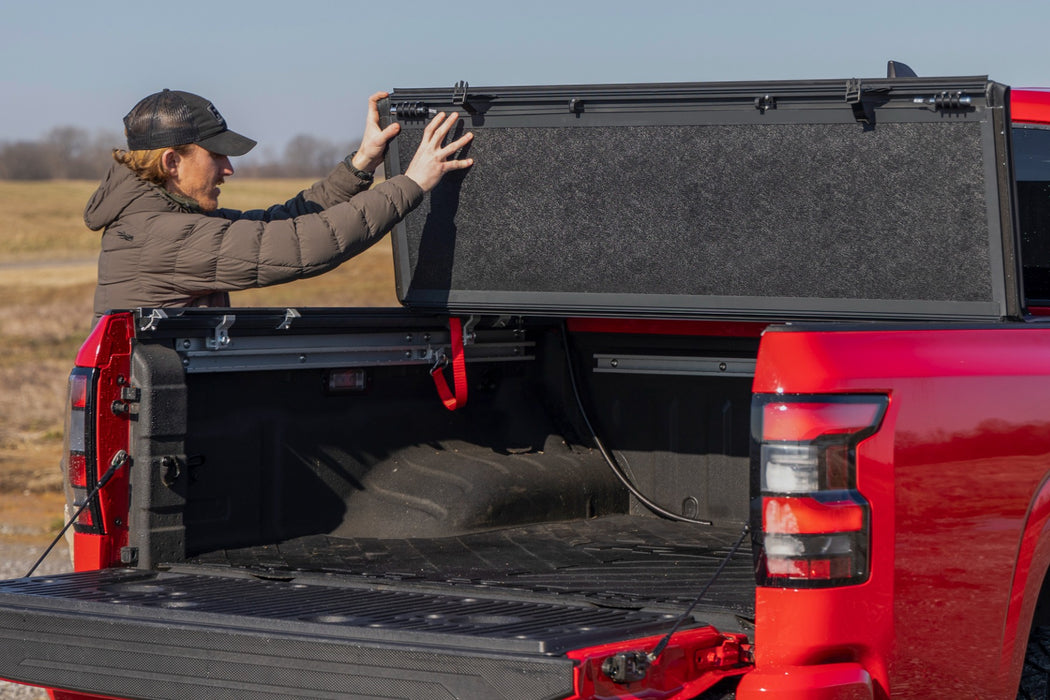 2022-24 2&4WD Nissan Frontier 5" Bed with factory cargo management, Hard Low Profile Tri-Fold Tonneau Cover