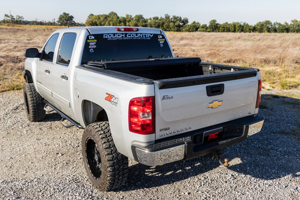 2007-13 Silverado, Sierra 1500 5'6" Bed with Rail Caps, Hard Low Profile Tri-Fold Tonneau Cover
