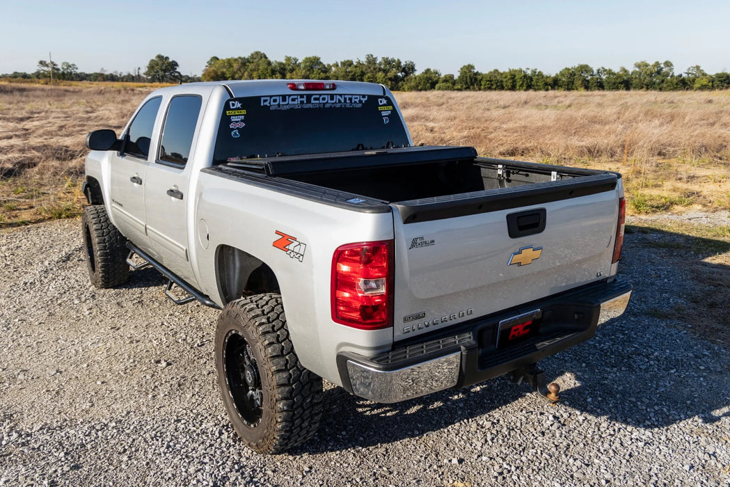 2007-13 Silverado, Sierra 1500 5'6" Bed with Rail Caps, Hard Low Profile Tri-Fold Tonneau Cover