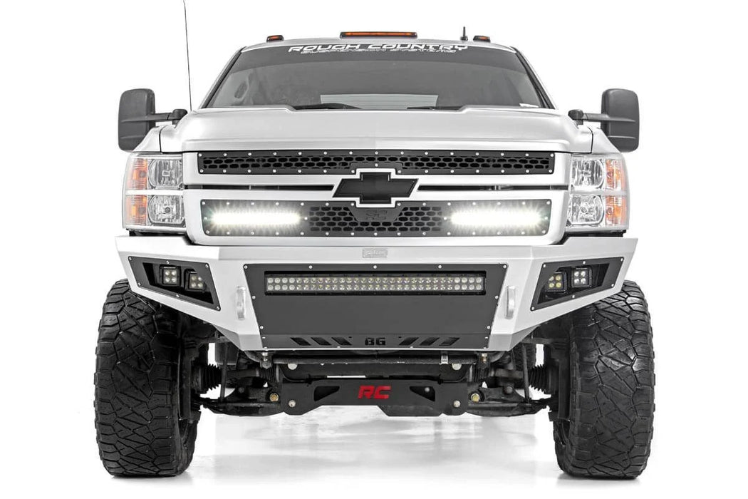 2011-14 2&4WD Chevy  Silverado 2500HD, 3500HD Mesh Grille Kit, Dual 12" LED light bars, Black Series