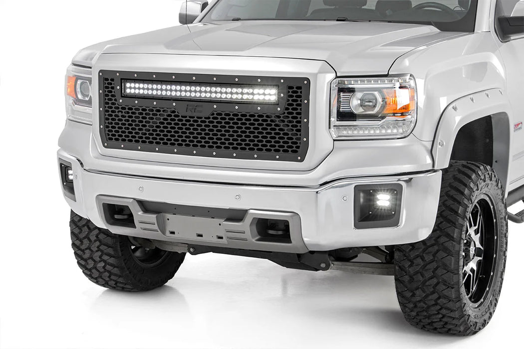 2014-15 2&4WD GMC Sierra 1500 30" CREE LED Curved Dual Row Mesh Grille Kit