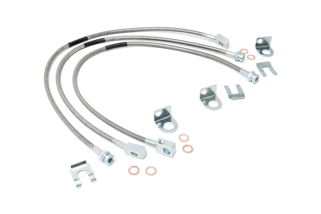 Jeep Wrangler YJ, TJ, Cherokee XJ front & rear stainless steel brake line set