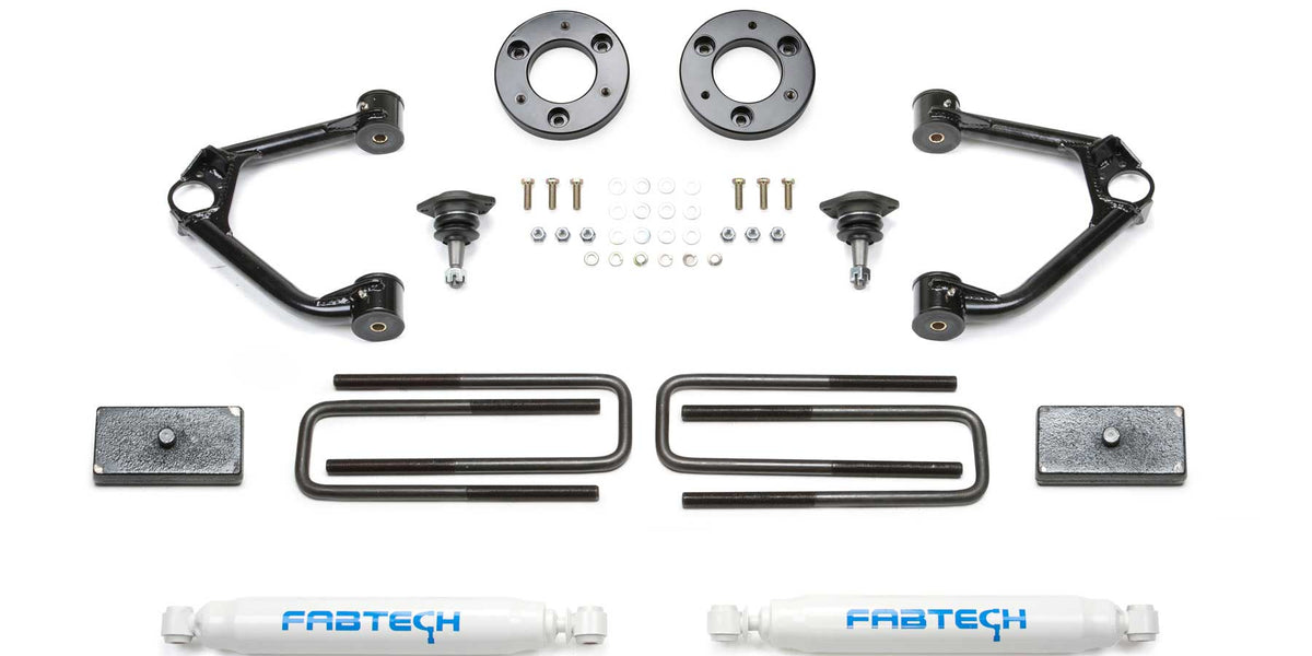Chevy Trail Boss GMC Sierra AT4 1500 4WD 1.5in lift kit Fabtech